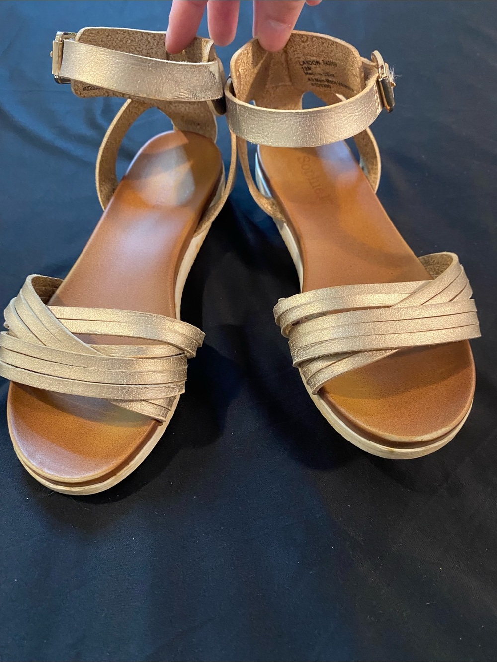 Girls Metallic Gold Ankle‑Strap Sandals